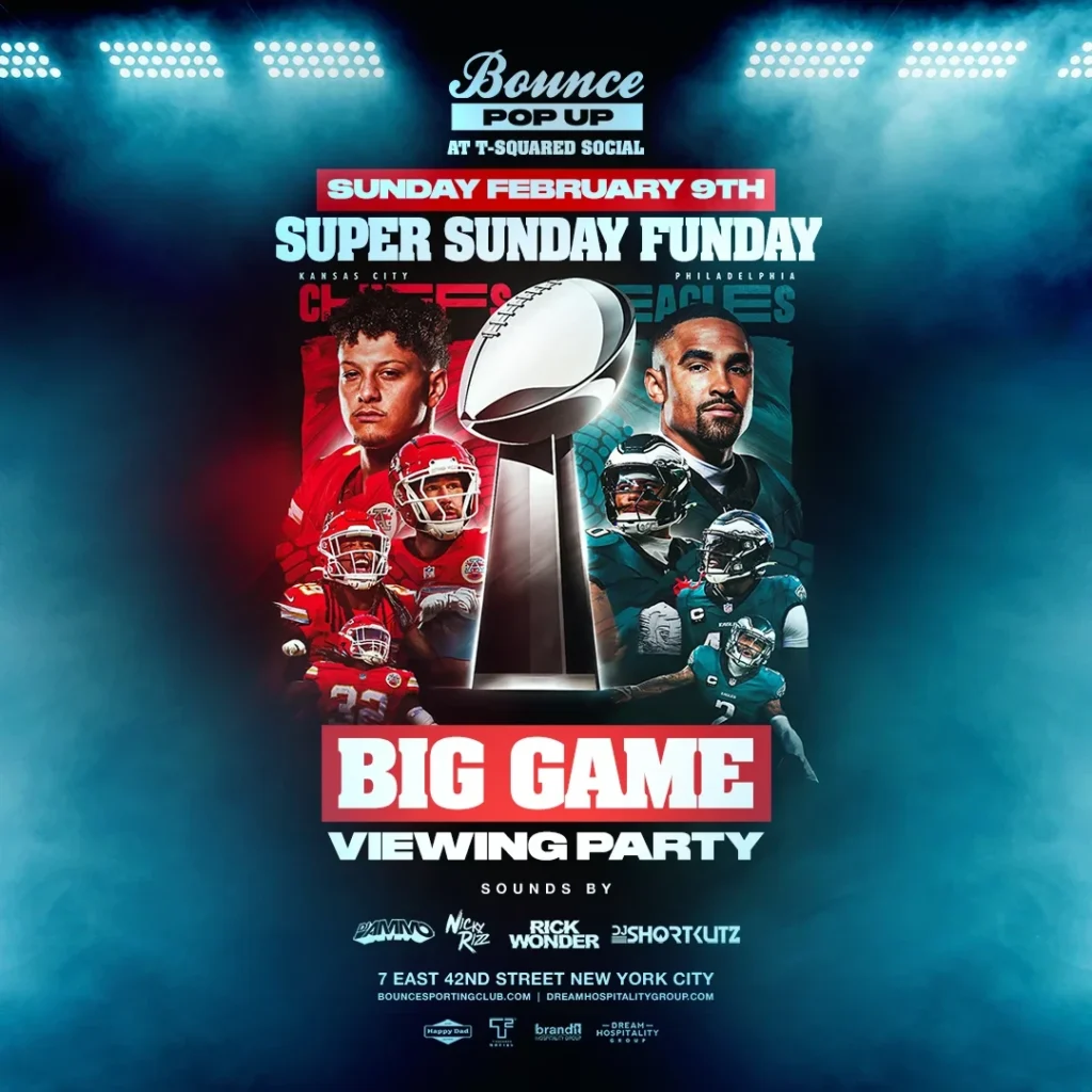 T Squared NYC Suoer bowl Watch Party