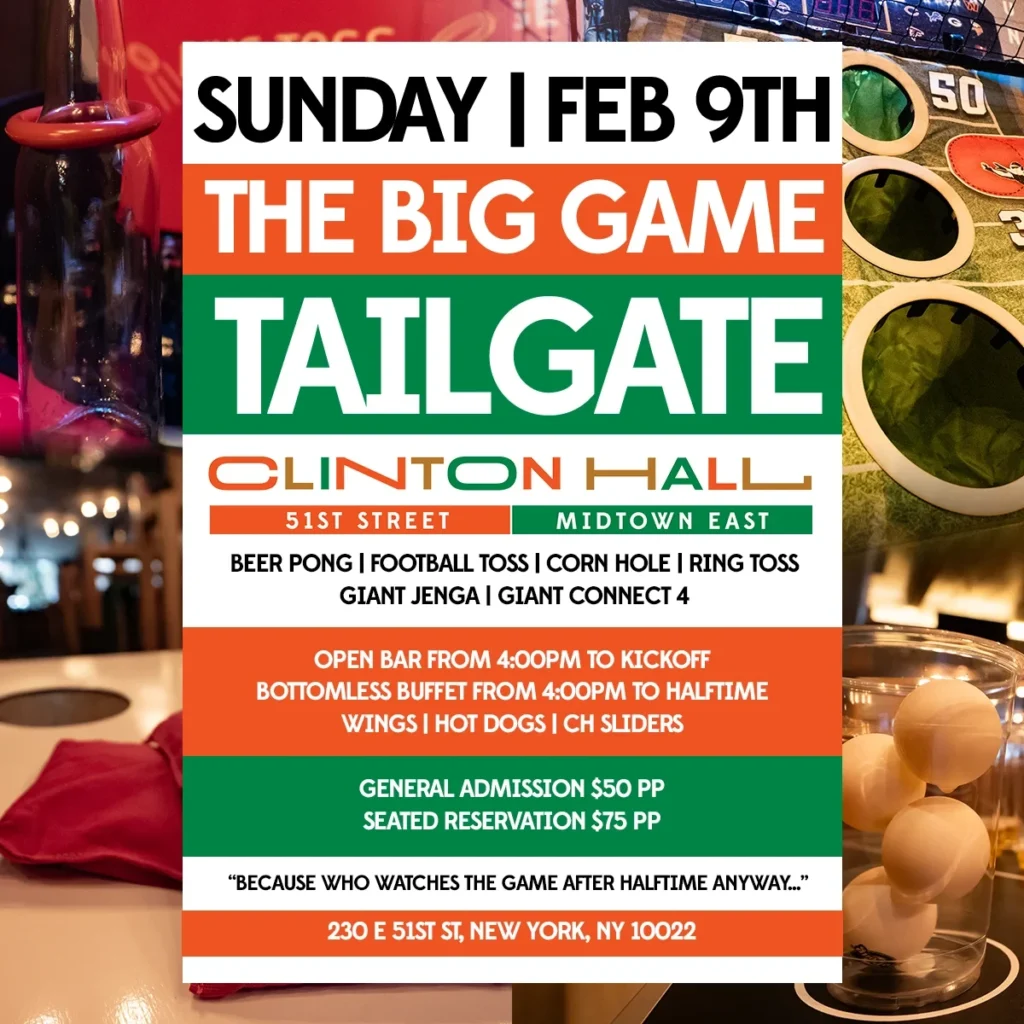 Clinton Hall NYC Super Bowl watch party